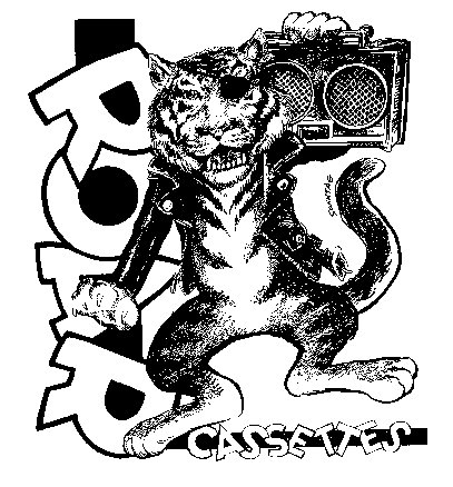 A whimsical cat holding a camera and the letters 'R O P R'.