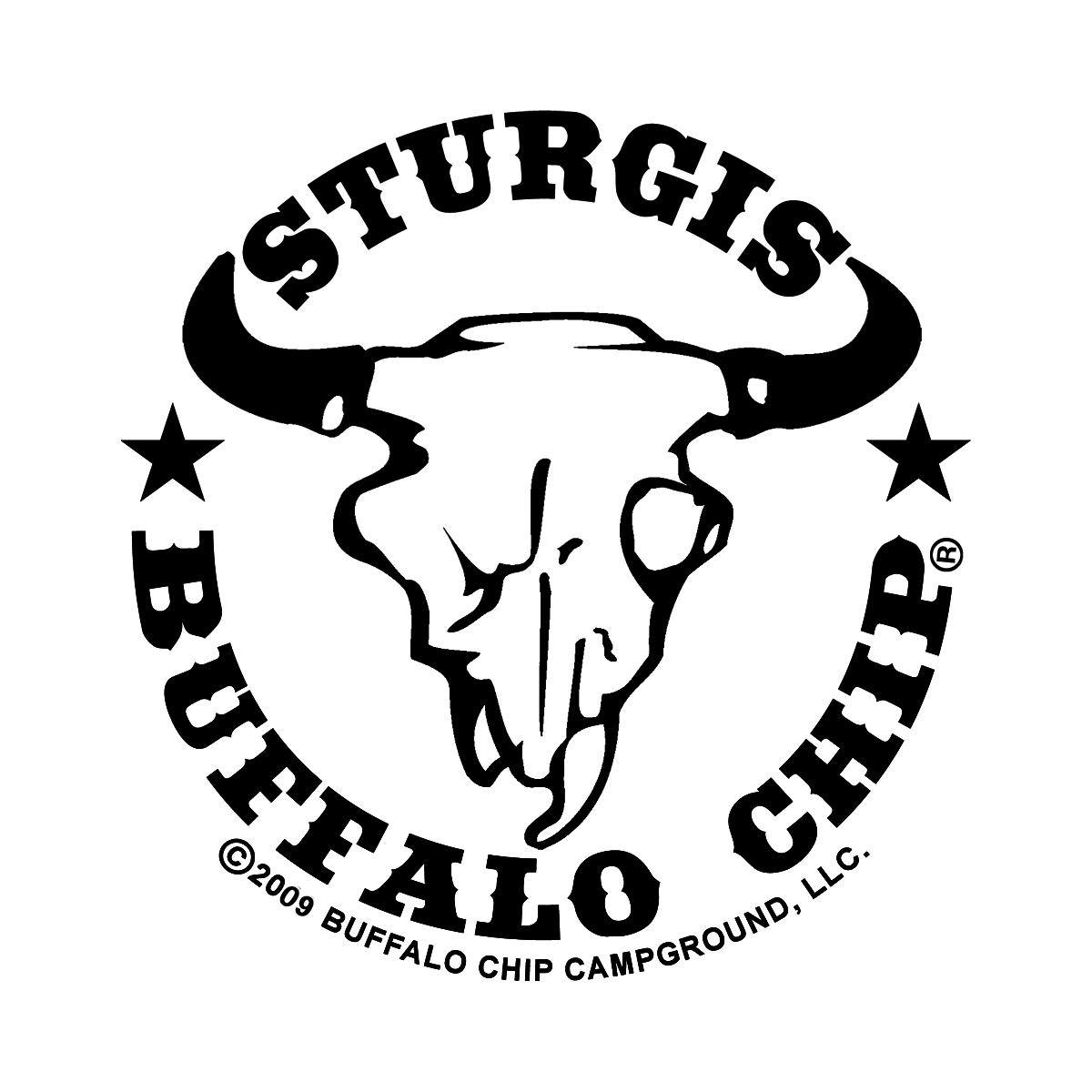 Logo of Sturgis Buffalo Chip with a buffalo skull.