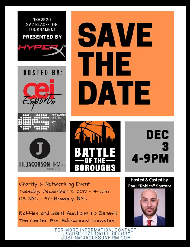 Event poster for charity tournament announcement.