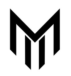 A stylized black and white logo with interlocking M shapes.