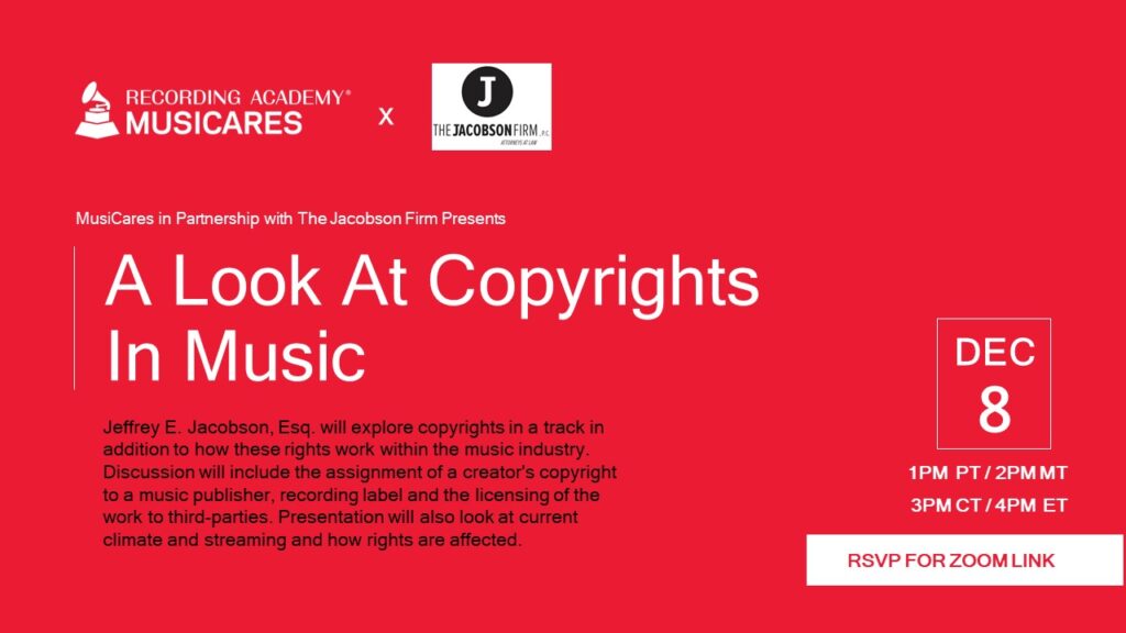 Event poster on music copyrights discussion.
