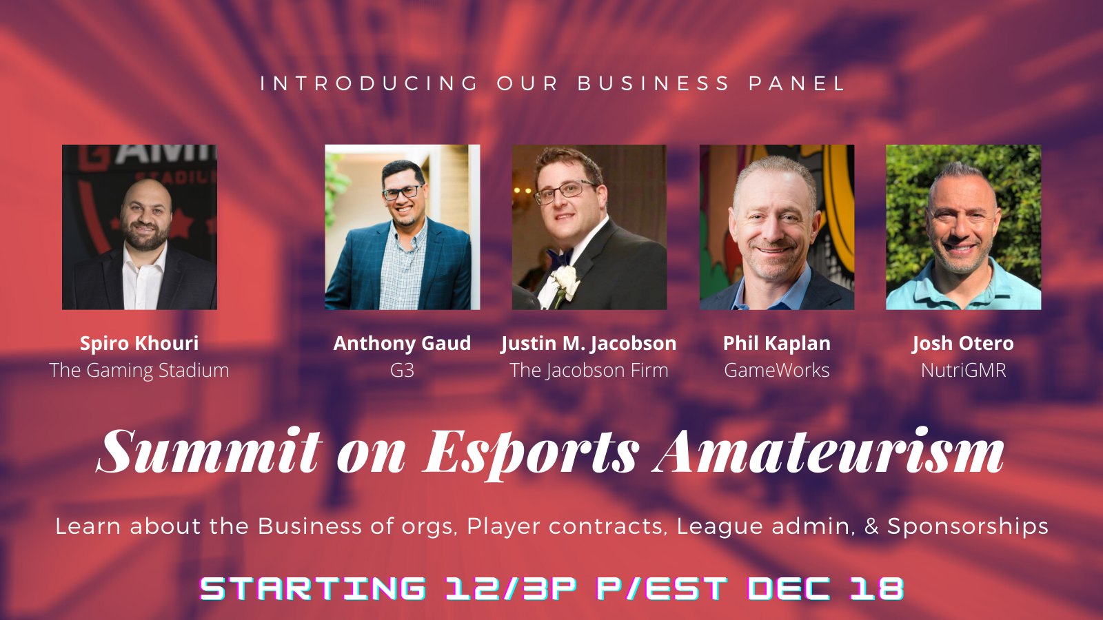 Panelists discuss esports amateurism in a business panel event.
