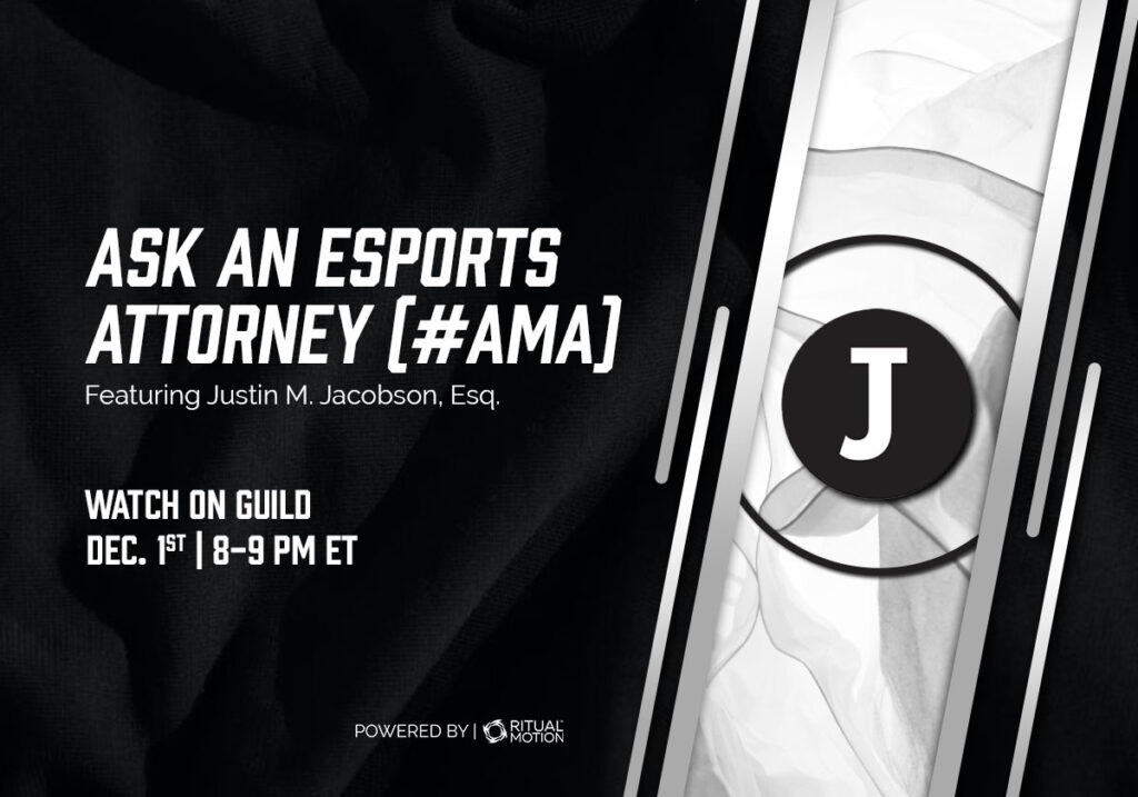 Esports attorney AMA event announcement image.
