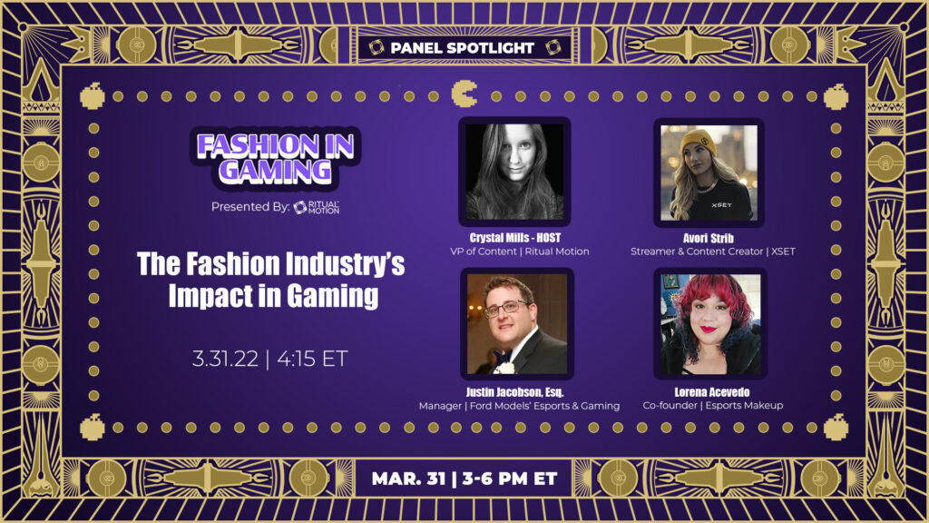 Fashion in Gaming panel event details.